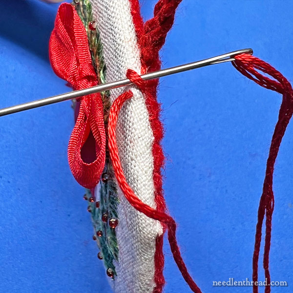 Sewing the Hanging Cord in Place