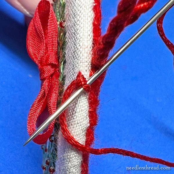 Sewing the Hanging Cord in Place