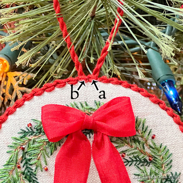 Sewing the Hanging Cord in Place