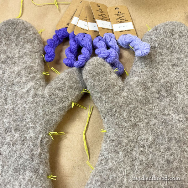 Embroidering Felted Mittens