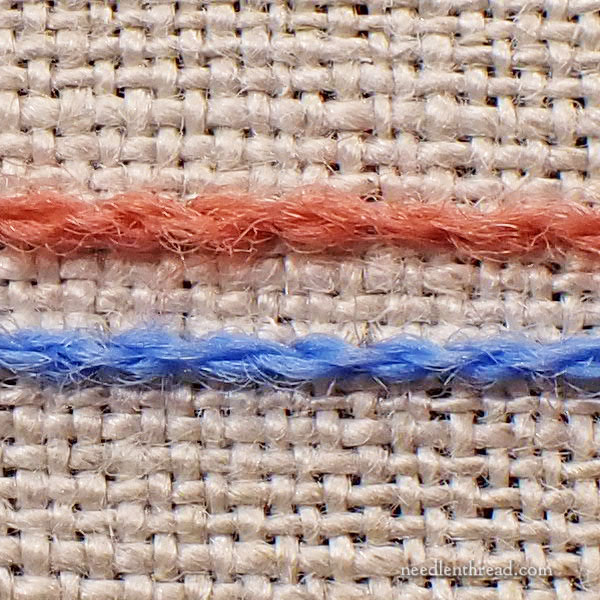 Crewel Wool Embroidery threads comparison - stitched