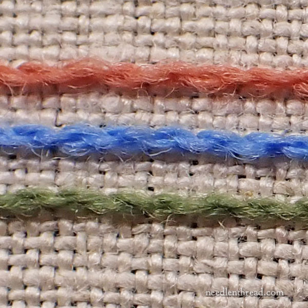Crewel Wool Embroidery threads comparison - stitched