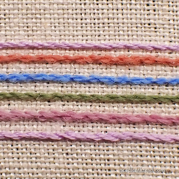 Crewel Wool Embroidery threads comparison - stitched