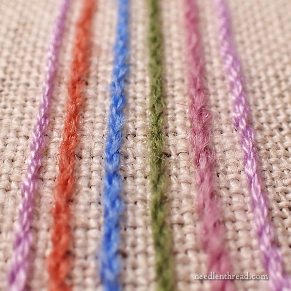 Crewel Wool Embroidery threads comparison - stitched