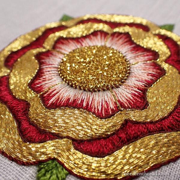 Gold and Silk Embroidered Roses