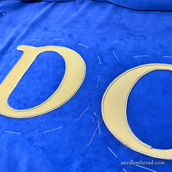 Cloth of Gold letters appliquéd on altar cover