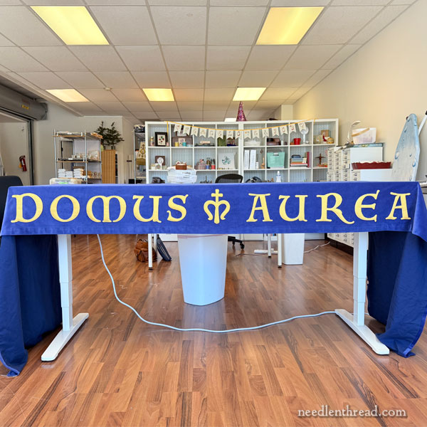 Appliqué letters on an altar cover