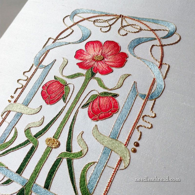 Art Nouveau embroidery project Plique-a-jour