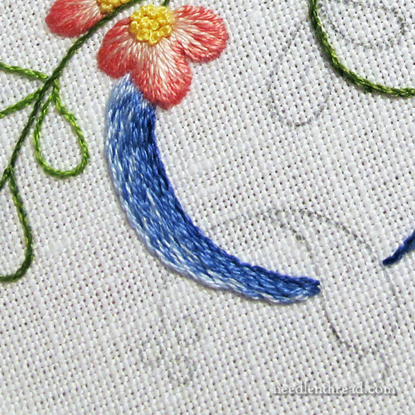 Stem stitch filling on a monogram