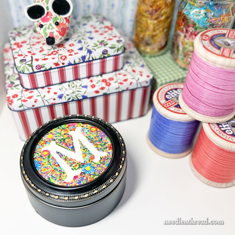 Voided Monogram M in Decorative Box Lid