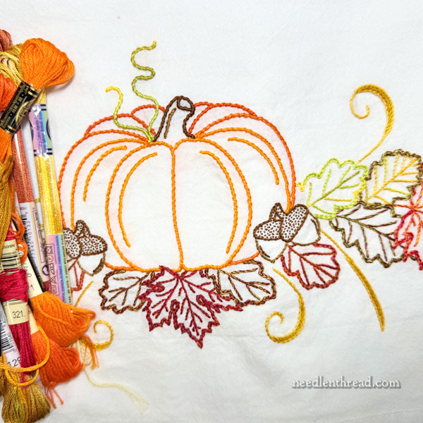 Autumn Variety Pumpkin & Acorns flour sack towel