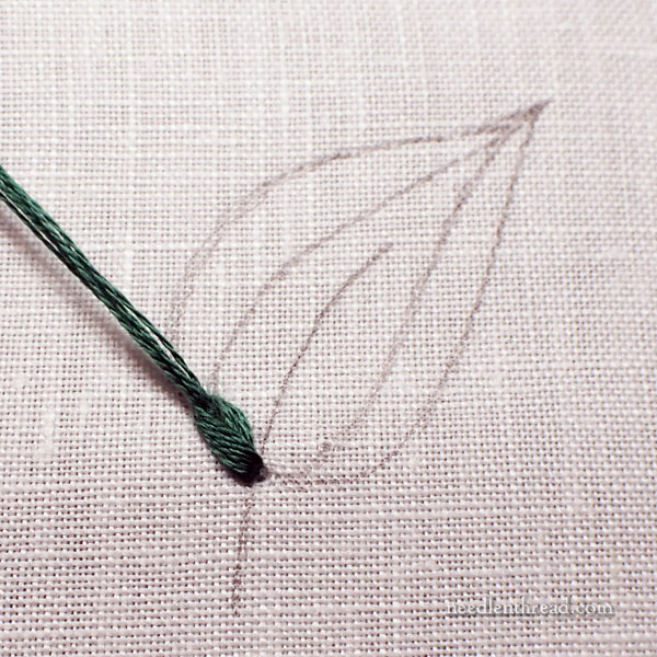 Spanish Knotted Feather Stitch Leaf Filling - Tutorial