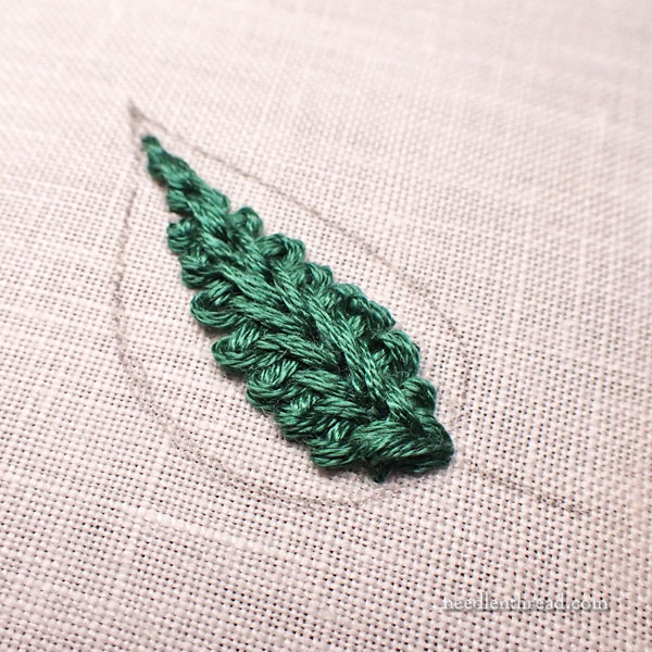 Spanish Knotted Feather Stitch Leaf Filling - Tutorial