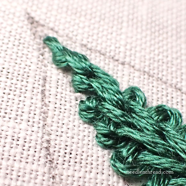 Spanish Knotted Feather Stitch Leaf Filling - Tutorial