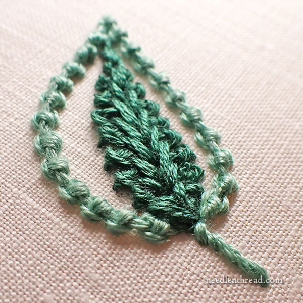 Spanish Knotted Feather Stitch Leaf Filling - Tutorial