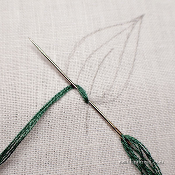 Spanish Knotted Feather Stitch Leaf Filling - Tutorial