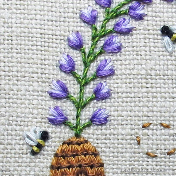 Granitos embroidery stitch on C monogram from Will Ewe Bee Mine collection