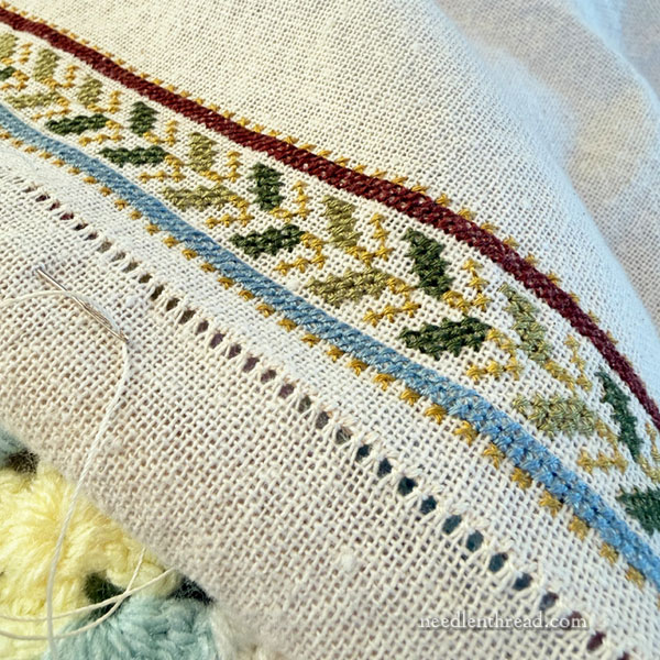 Avlea Arcadian Peony counted cross stitch runner - folk embroidery