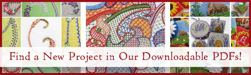Downloadable PDF instructional and project books for embroidery