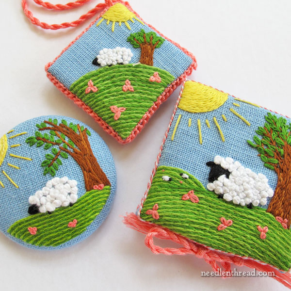 Embroidered wool with French knots