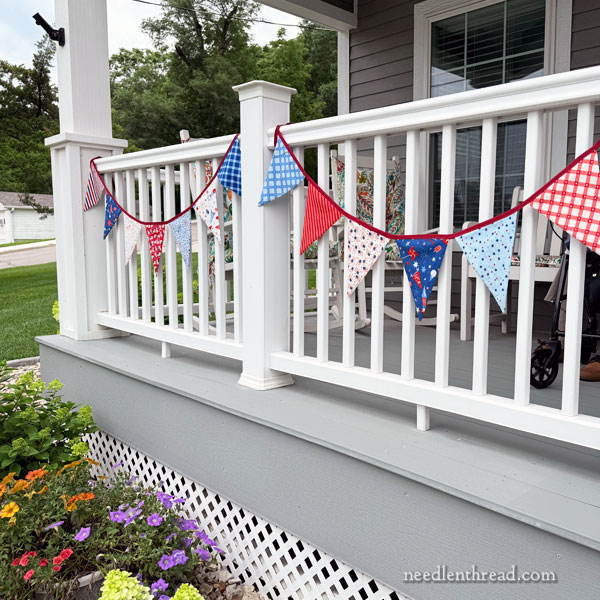 Pennant banners for 4th of July on Front Porch