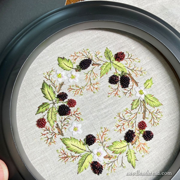 Blackberry Brambles & Blossoms Stitch-Along - Lesson 5, framing