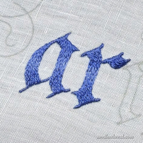 maniturgium embroidered with silk on linen - lettering