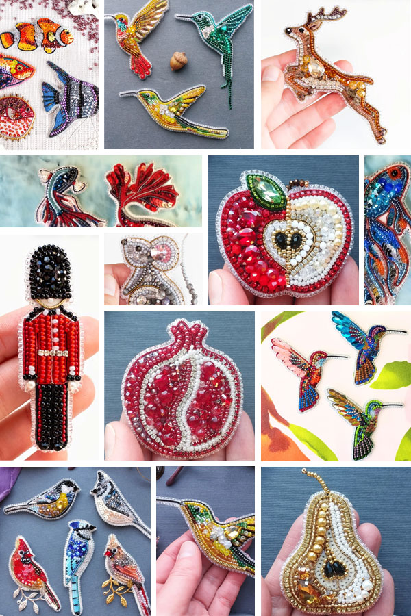 bead embroidery kits for ornaments - birds and more